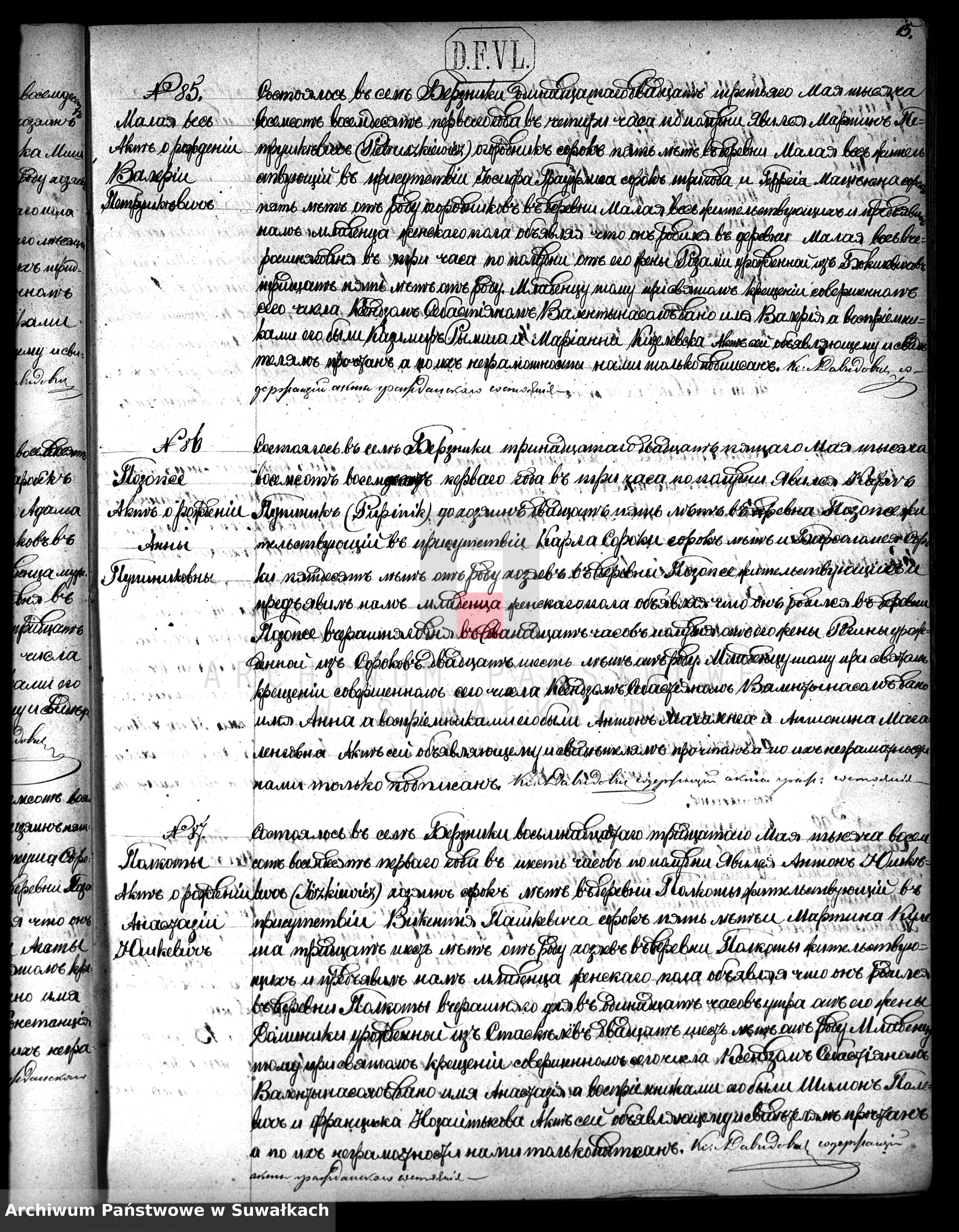 Skan z jednostki: Duplikat Berznickago Rimsko- Katoličeskago Prichoda 1881 goda.