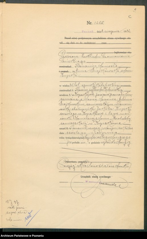 Obraz 11 z jednostki "Księga miejscowa zgonów tom III [Rejestr główny zgonów]"