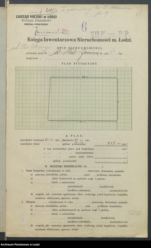 image.from.unit.number "Księga inwentarzowa nieruchomości m. Łodzi ul. Skargi"