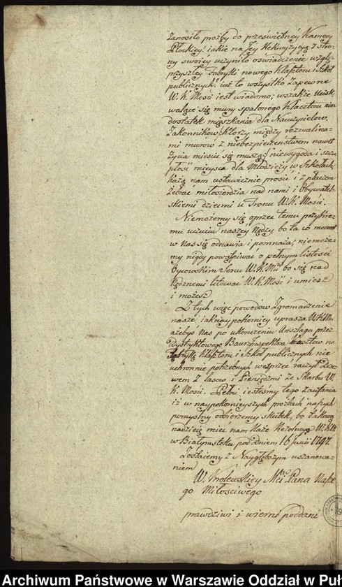 image.from.unit.number "Kopie i bruliony pism do władz pruskich w sprawie budowy nowego klasztoru w Pułtusku"