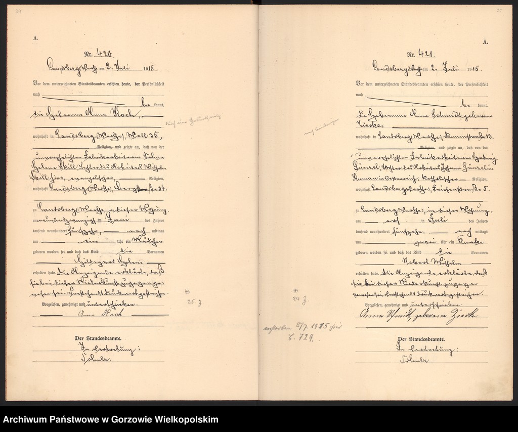 Obraz 15 z jednostki "Geburts Register, t. 1 nr 397-740"