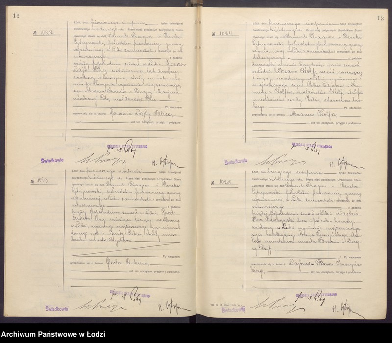 Obraz 9 z jednostki "Akta zgonów od numeru 1000 do numeru 1868"