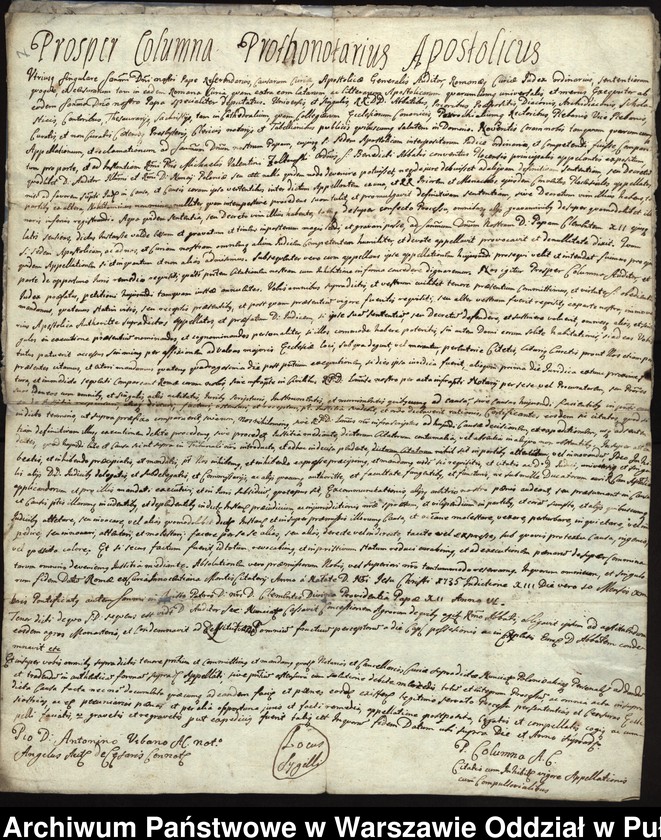 image.from.unit.number "Dekrety i kopie dekretów sądu nuncjatury i kurii rzymskiej oraz kopie umów z lat 1732-1737 dotyczące sporu między opatem Walentym Michałem Żółtowskim a konwentem o podział dóbr i nominację urzędników klasztornych"