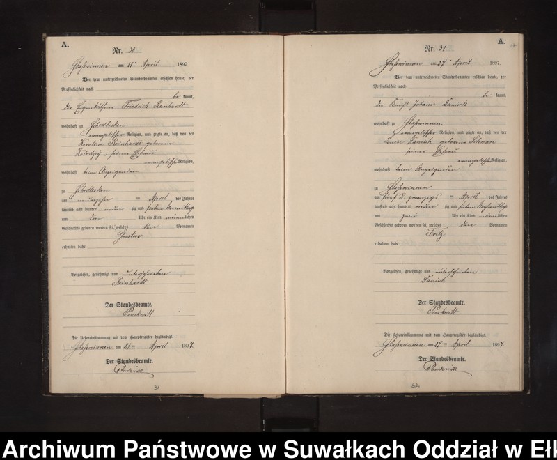 image.from.unit.number "Geburts-Neben-Register des Preussischen Standes-Amtes Stasswinnen Kreis Lötzen"