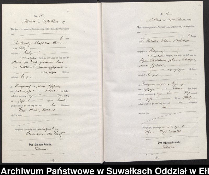 image.from.unit.number "[Geburts-Haupt-Register des Königlichen Preussischen Standes-Amtes Ukta Kreis Sensburg]"