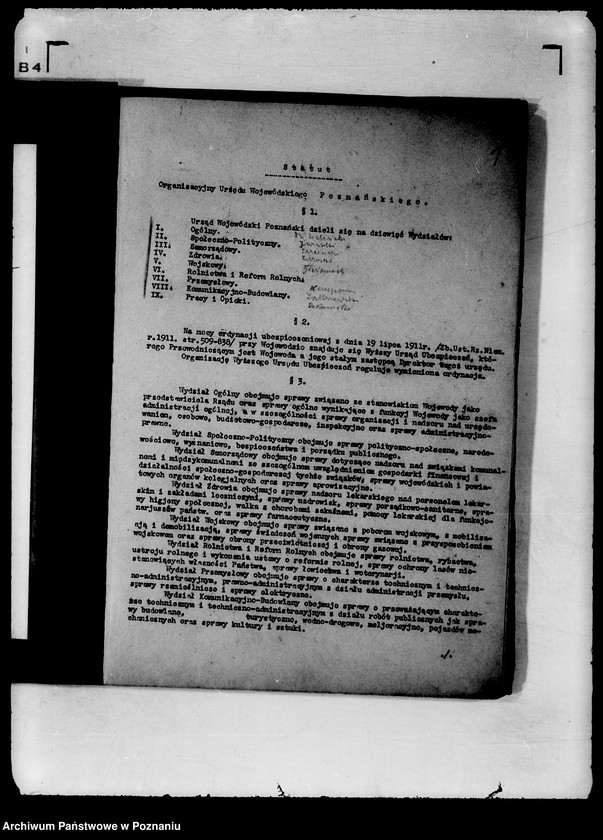 Obraz 4 z jednostki "Statut organizacyjny Urzędu Wojewódzkiego Poznańskiego"