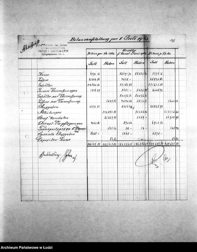 Obraz 19 z jednostki "Bilanzen [Bilanse miesięczne]"