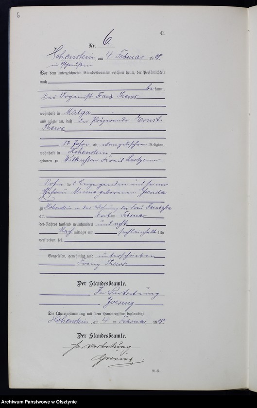 image.from.unit.number "Sterbe-Neben-Register Nr 1 - 46"