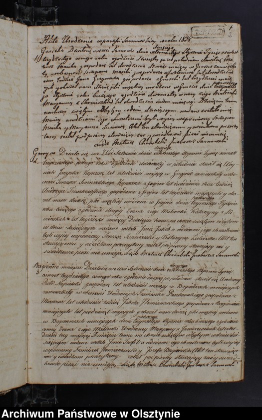image.from.unit.number "Duplikat Urodzonych Zaslubionych Zmarłych w parafii Sarnowskiey z roku 1838"