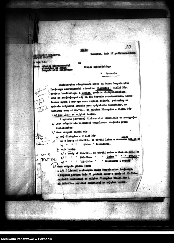 image.from.unit.number "Majątek Biskupice-Wielki Bór powiatu kaliskiego nabycie nieruchomości w trybie art. 8 ustawy o wykonanie reformy rolnej"