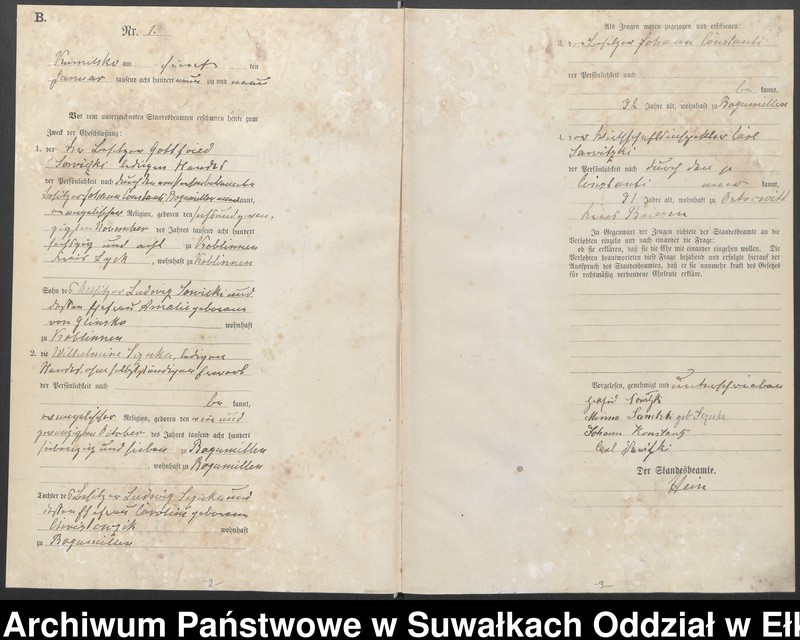 image.from.unit.number "Heiraths-Haupt-Register des Königlichen Preussischen Standes-Amtes Kumilsko Kreis Johannisburg"