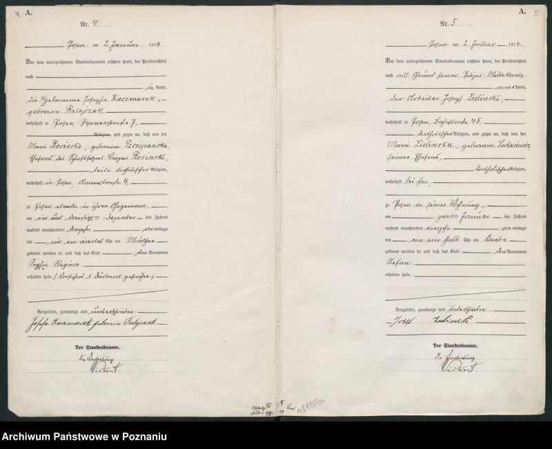 Obraz 5 z jednostki "Księga miejscowa urodzeń tom I [Rejestr główny urodzeń]"