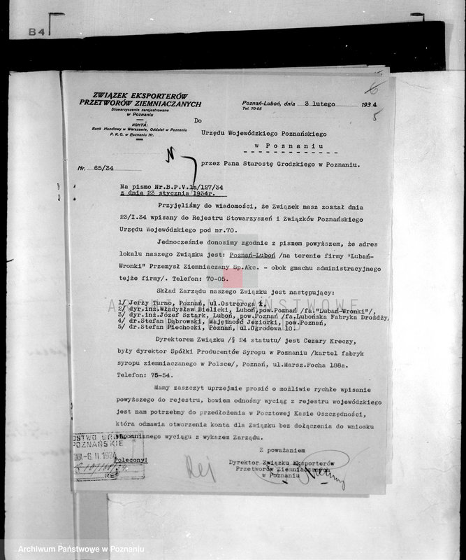 Obraz 9 z jednostki "/Związek Eksporterów Przetworów Ziemniaczanych Poznań/"