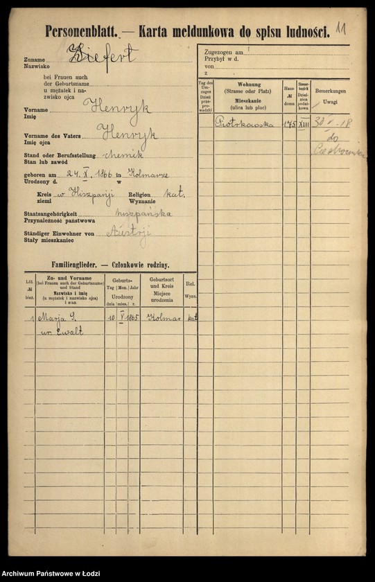 Obraz 13 z jednostki "[Spis ludności Łodzi] Zivel - Zolenberg"