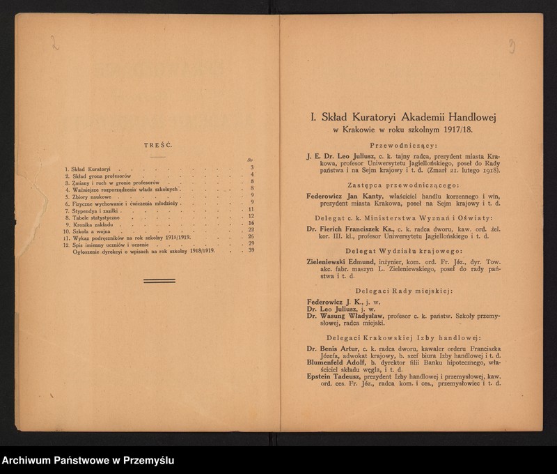 image.from.unit.number "Sprawozdanie C.K. Dyrekcji Akademii Handlowej za rok szkolny 1918"