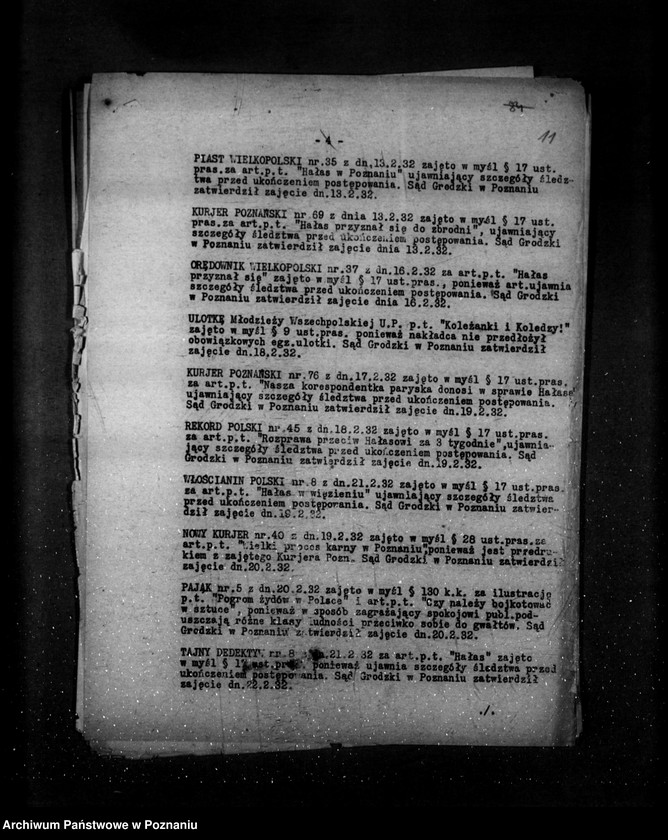 Obraz 16 z jednostki "Sprawozdanie prasowe za miesiące styczeń-kwiecień czerwiec- grudzień 1932 r."