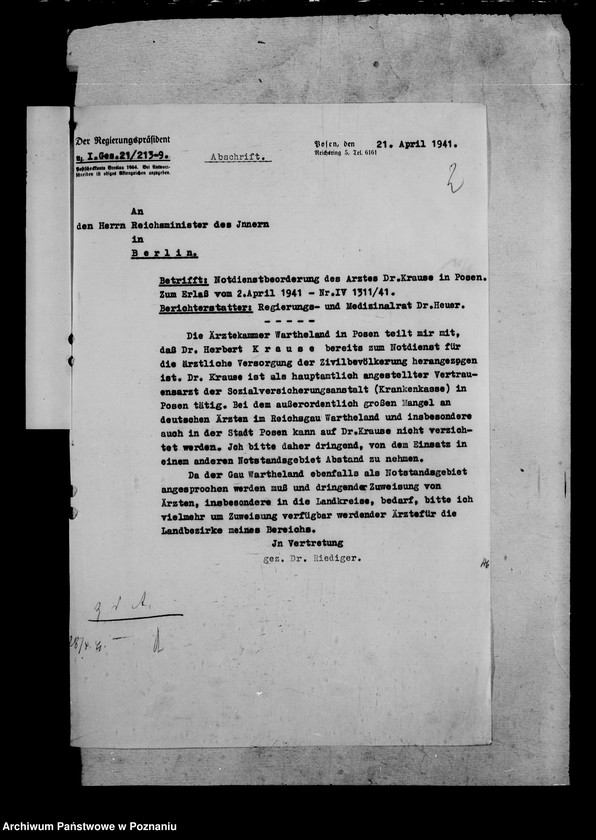 Obraz 6 z jednostki "Unbedingt Kriegswichtige Stellung und Notdienst der Ärzte"