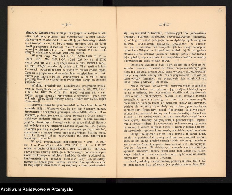 image.from.unit.number "Sprawozdanie Dyrekcji Państw[owego] Gimnazjum I w Jarosławiu za rok szkolny 1928/9"