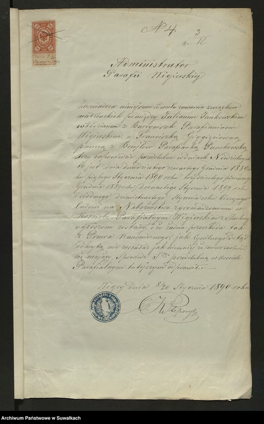 image.from.unit.number "Aneks [do akt małżeństw parafia rzymskokatolicka] Kaletnik 1890"