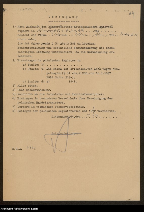 Obraz 16 z jednostki "Izaak Dawid Biederman i Abram Feldman- kupno i sprzedaż towarów manufakturowych"