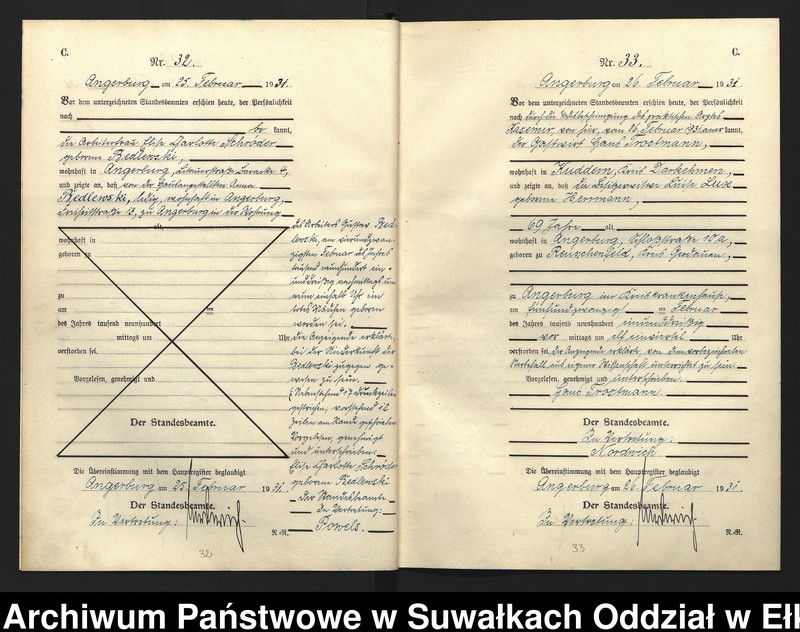 image.from.unit.number "C2. Sterbe - Register (Neben - Register) Standesamt Angerburg Ostpr. einschl. der Standesamtsbezirk Gross Strengeln, Kehlen und Prinowen"