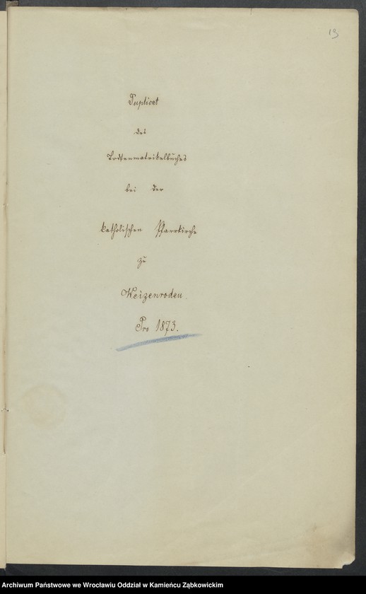image.from.unit.number "Amtsgericht Schweidnitz Duplicate der Kirchenbücher der katholische Kirche zu Weizenrodau"