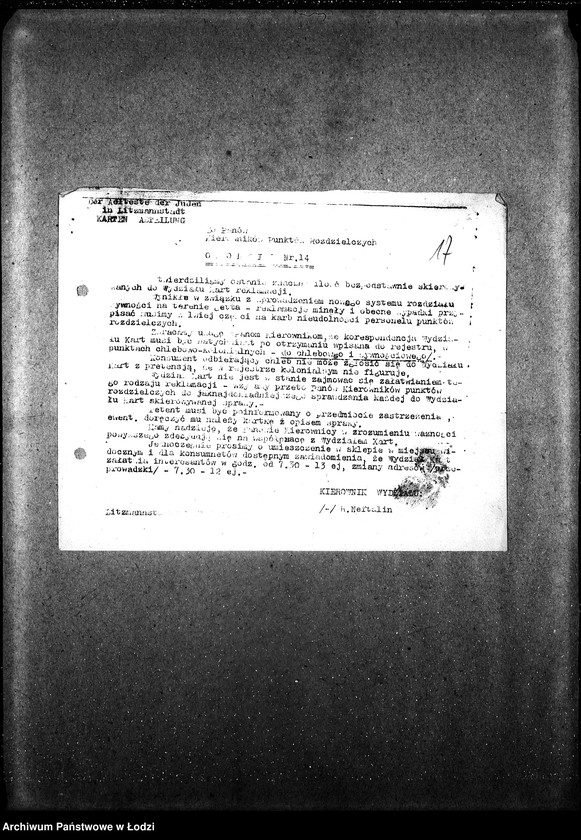 Obraz 20 z jednostki "[Okólniki przychodzące i wychodzące, listy wypłat pracowników Wydziału Statystycznego i Wydziałów Ewidencji]"