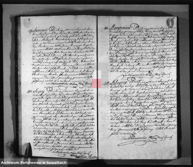 image.from.unit.number "Duplikat zawierający akta urodzonych, zaślubionych i umarłych parafii seyneńskiey z 1832 roku"