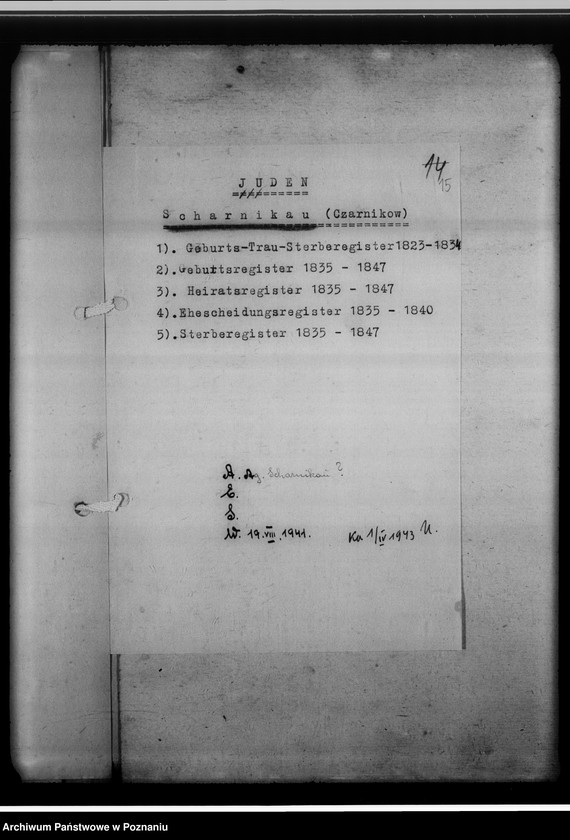 Obraz 19 z jednostki "Personenstandsregister der Judengemeinde /[owiaty: czarnkowski, obornicki, szamotulski]"