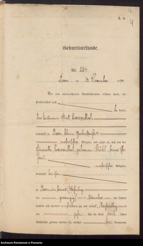 Obraz 6 z jednostki "Die von den Verlobten beigebrachten Urkunden zur Eheschliessung pro 1897"
