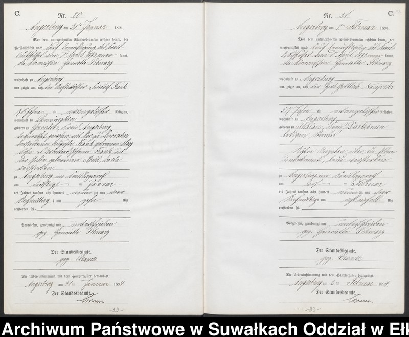 Obraz 15 z jednostki "Sterbe-Neben-Register des Preussischen Standes-Amtes Angerburg Kreis Angerburg"