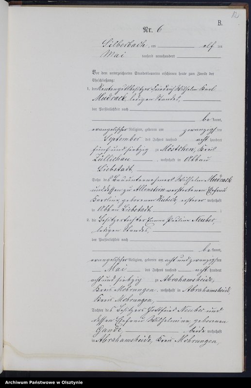 Obraz 14 z jednostki "Heiraths-Neben-Register Nr 1 - 17"