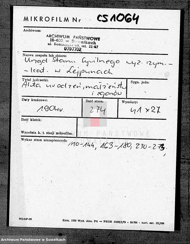 image.from.unit.number "Duplikat Rodivšichsja, brakosočetavšichsja i umeršich s 1904 goda Lejpunskago R.Katoličeskago prichoda"