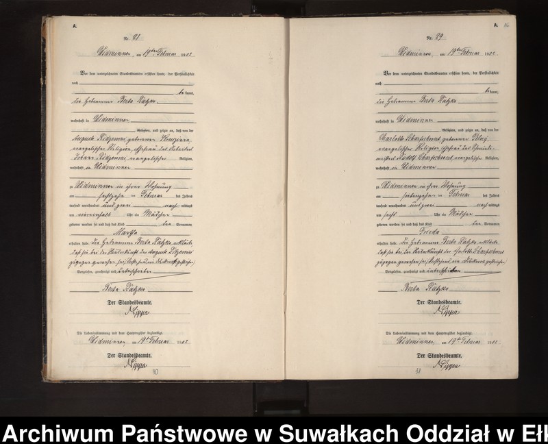 image.from.unit.number "Geburts-Neben-Register des Preussischen Standes-Amtes Widminnen Kreis Loetzen"