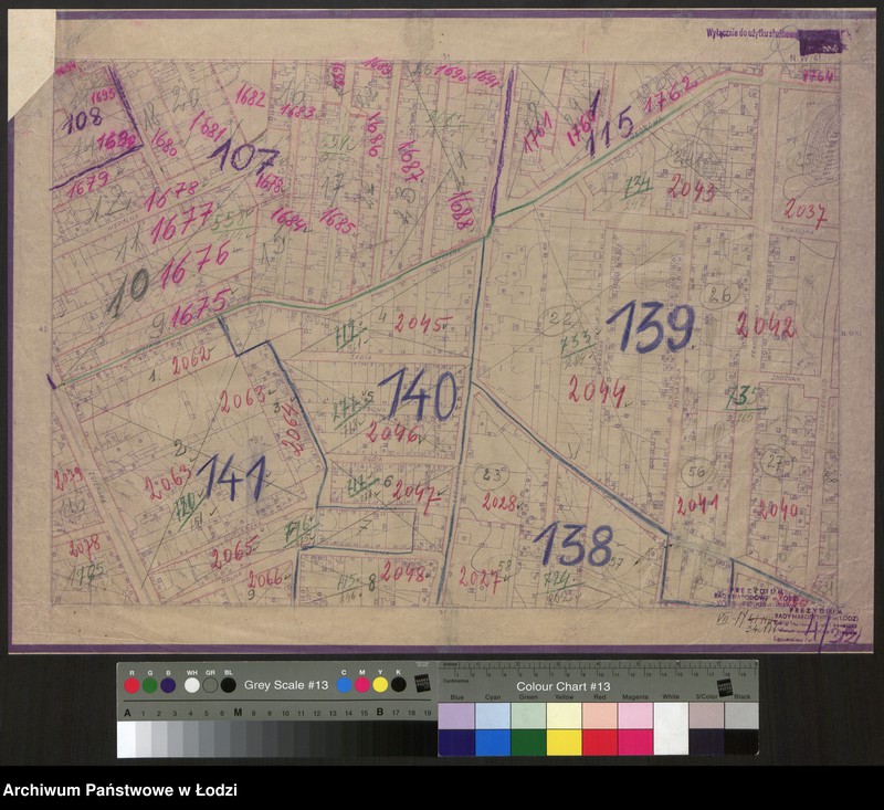 Obraz 1 z jednostki "Plan m. Łodzi 1:2000 z oznaczeniem podziału miasta na obwody i rejony spisowe. Sekcja NW41"