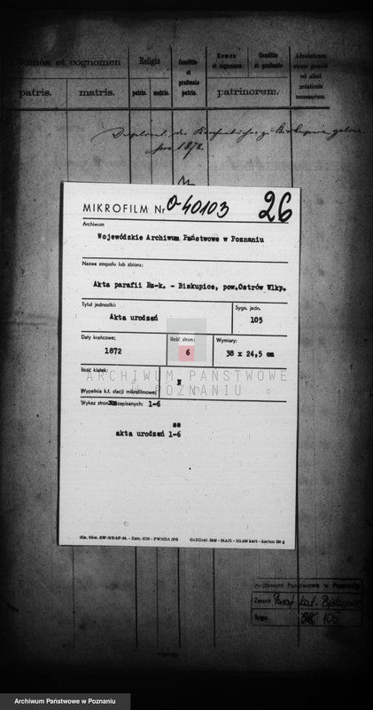 Obraz 1 z jednostki "Liber duplicatus baptisatorum"