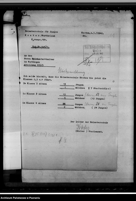 image.from.unit.number "Oberschule Schrimm (Śrem) Schülerzahl der Oberschulen 1944"