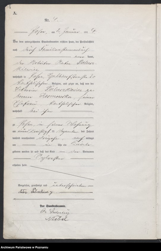 Obraz 6 z jednostki "Księga miejscowa urodzeń tom I [Rejestr główny urodzeń]"