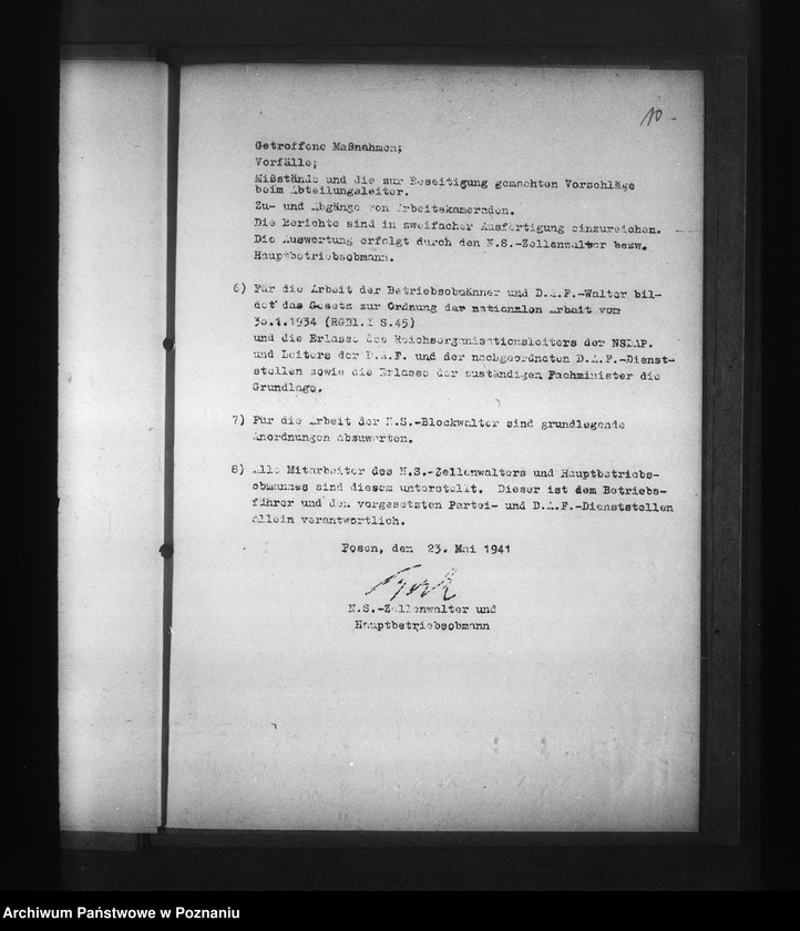 Obraz 14 z jednostki "Organizacja komórek partii NSDAP oraz Deutsche Arbeitsfront w urzędzie namiestnika raju Warty"