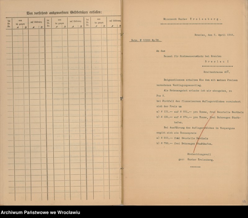 image.from.unit.number "Besondere Bedingungen für die Herstellung und Lieferung von Rohren aus Flusseisen f2r die Nadeln des Wehres Bartheln"