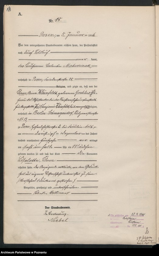 Obraz 20 z jednostki "Księga miejscowa urodzeń tom I [Rejestr główny urodzeń]"