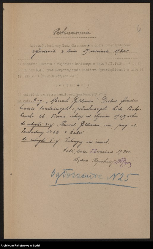 Obraz 6 z jednostki "Henoch Goldman- drobna sprzedaż towarów bawełnianych i półwełnianych"