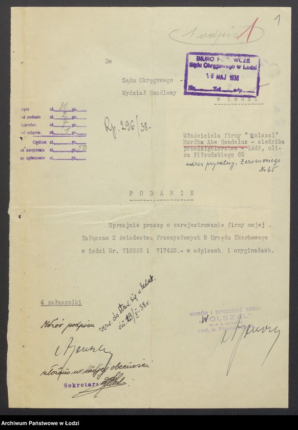 Obraz 3 z jednostki "Wolszal- Mordka Abe Hendelns- wyrób i sprzedaż szali"