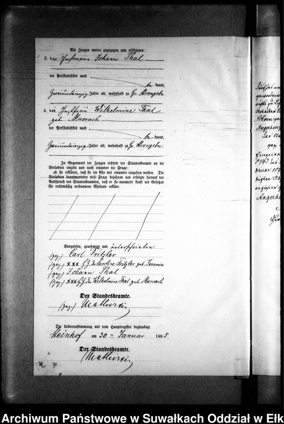 image.from.unit.number "Heiraths-Neben-Register des Preussischen Standes-Amtes Gr. Strengeln Kreis Angerburg"