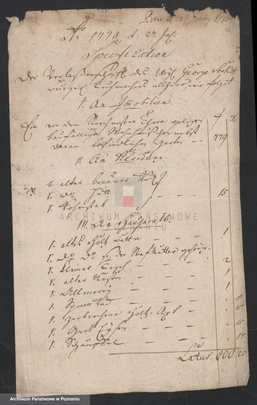 Obraz 18 z jednostki "Inwentarze pośmiertne spisane przez sąd opiekuńczy w Lesznie; język niemiecki"