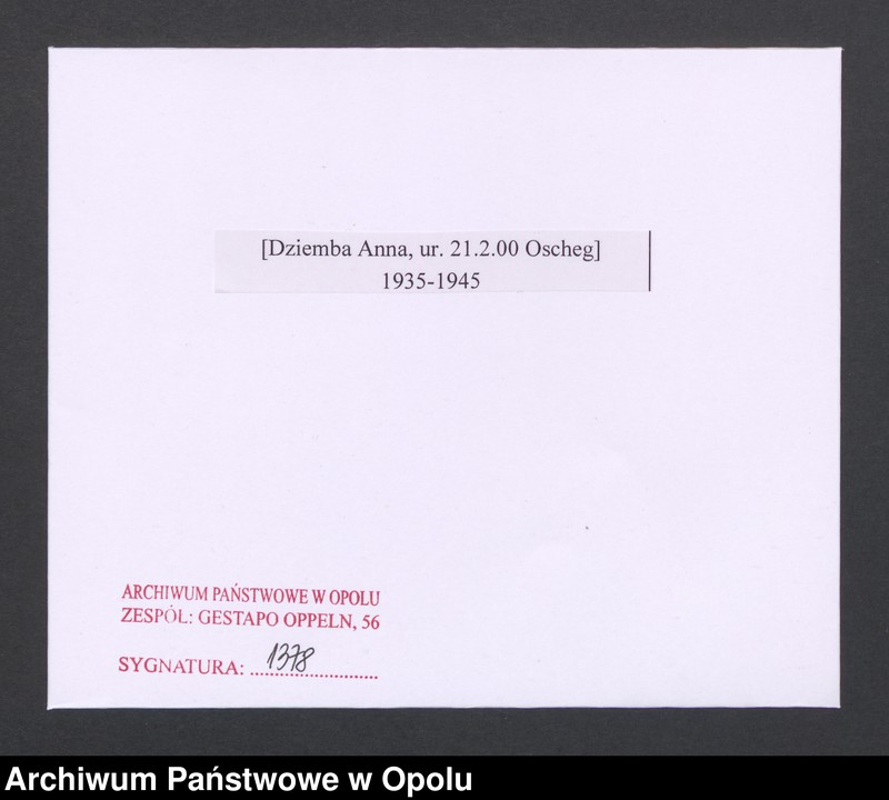 Obraz 2 z jednostki "[Dziemba Anna, ur. 21.2.1900 Oscheg]"