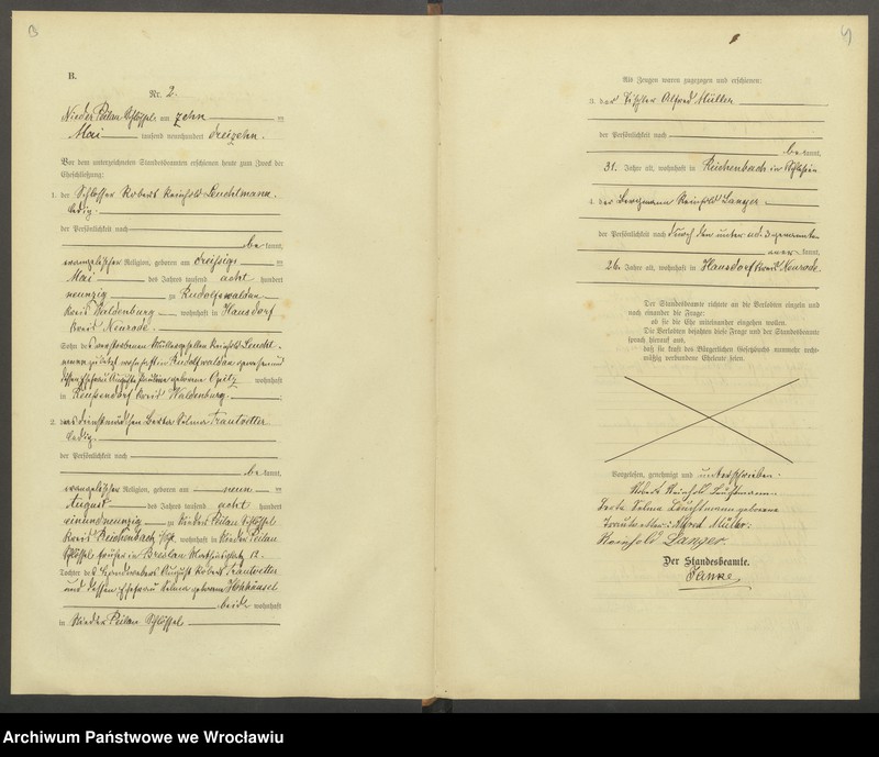 Obraz 5 z jednostki "Heiraths-Haupt-Register Nieder Peilau (Piława Dolna) 1913-1917"
