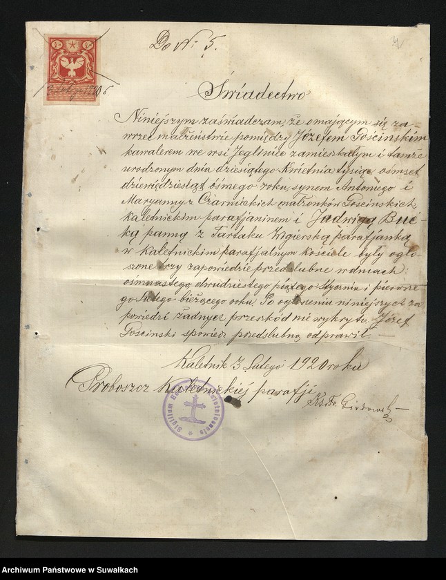 image.from.unit.number "[Dokumenty do akt małżeństw parafii rzymskokatolickiej w Wigrach z 1920 roku]"