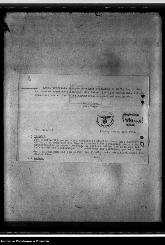 Obraz 6 z jednostki "Veterinäruntersuchungsamt. Bekämpfung der Viehseuchen. Tiergesundheitsamt der Landesbauernschaft"