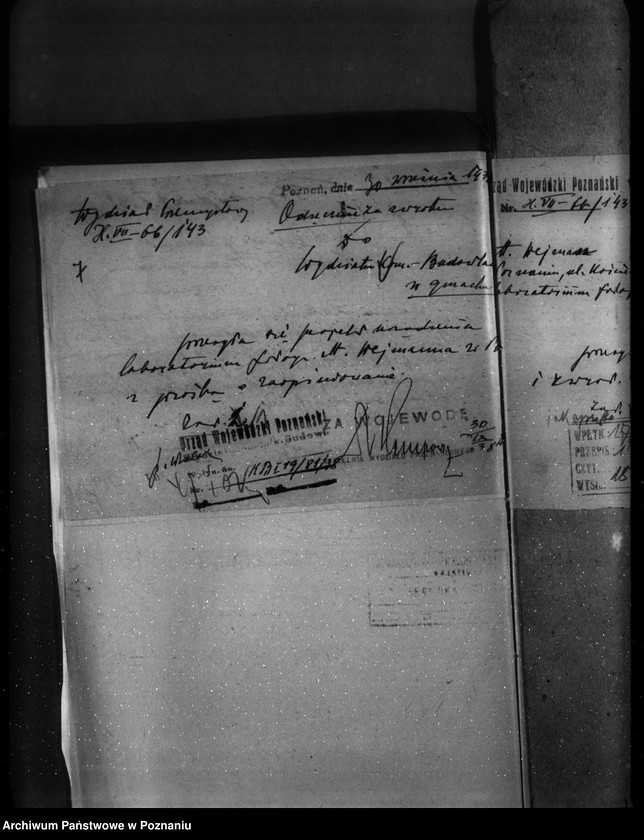 Obraz 11 z jednostki "Zatwierdzenie projektu zakładu przemysłowego /laboratorium do obróbki filmów acetylocelulozowych/ M. Wejman Poznań ul. Kościelna 17"